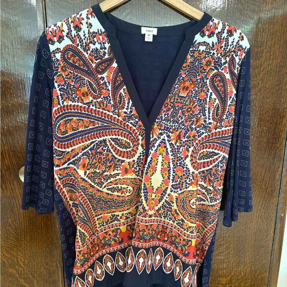 Paisley Blouse - Navy and Orange